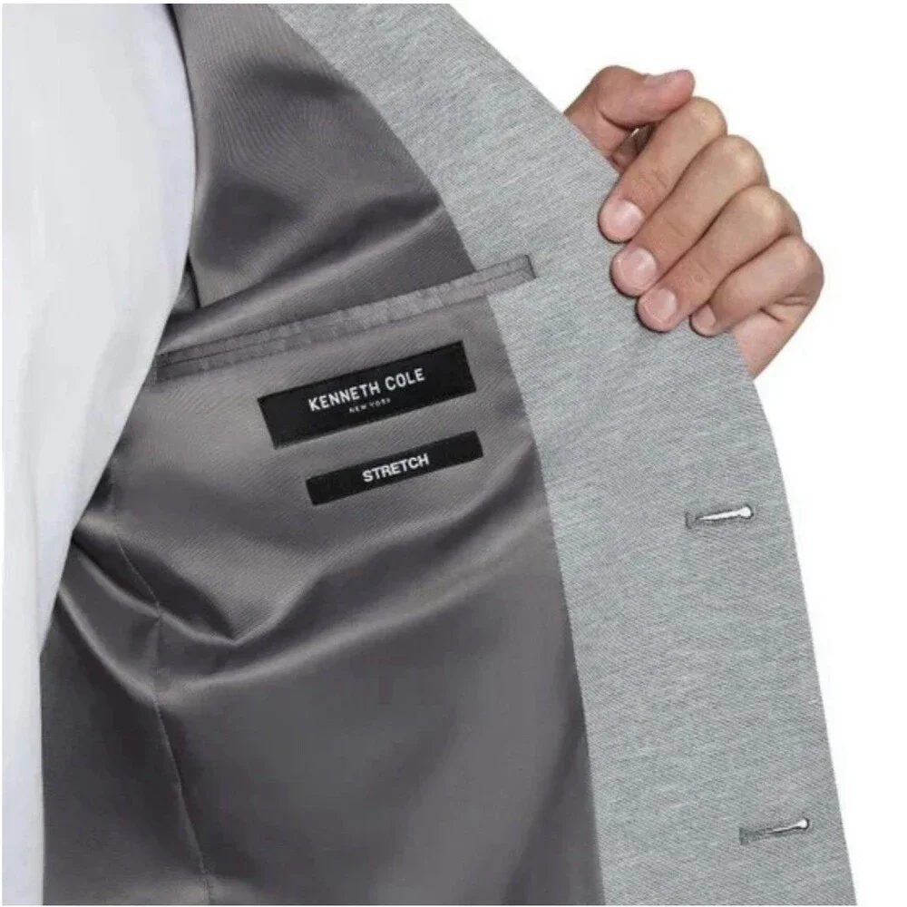 Kenneth Cole Men's New York Knit Blazer Classic Fit Jacket, Gray, Size XL